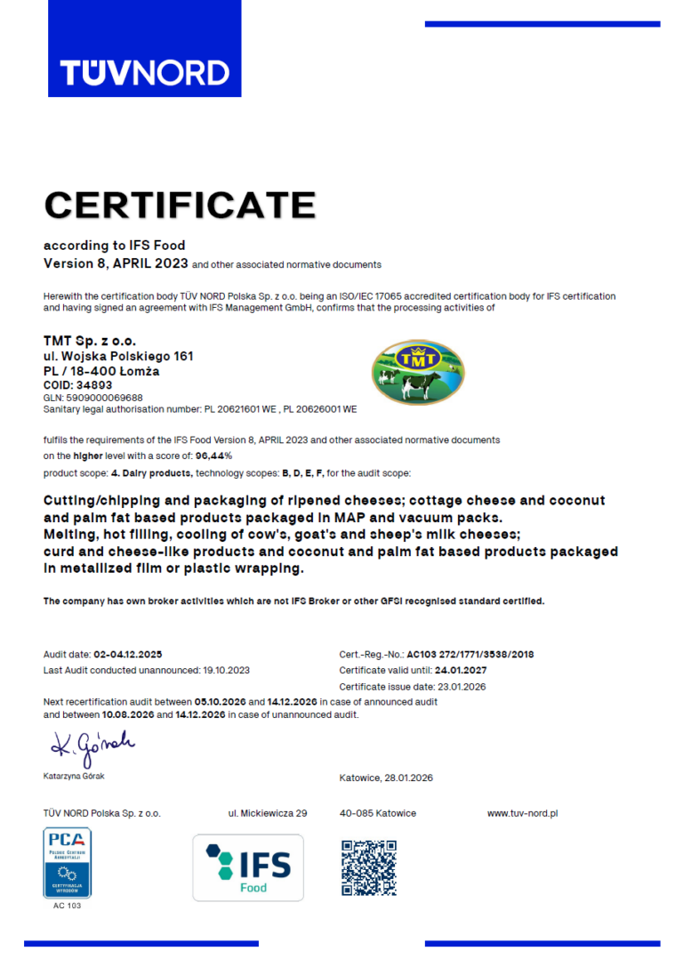 Certificate IFS 2026