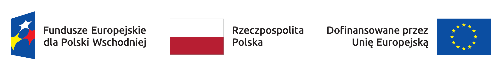Zestawienie logotypów funduszy i instytucji: Fundusze Europejskie dla Polski Wschodniej, Rzeczpospolita Polska, Unia Europejska oraz PARP Grupa PFR.